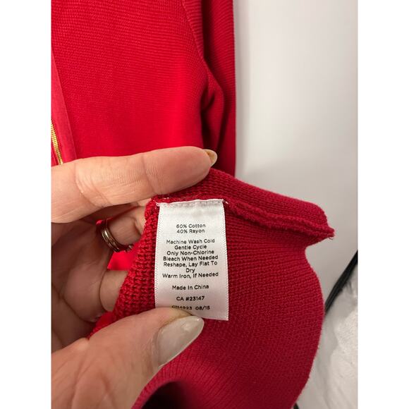 Talbots Red Zip-Front Long Cardigan Sweater Jacket XL Holidays Layering Classic - Picture 8 of 8